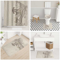 Beige Hawaii Bathroom Set Hammerhead Shark Tattoo Curve Polynesian LT14 - Polynesian Pride