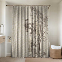 Beige Hawaii Bathroom Set Hammerhead Shark Tattoo Curve Polynesian LT14 Shower Curtain Only Beige - Polynesian Pride