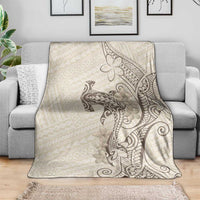 Beige Hawaii Blanket Hammerhead Shark Tattoo Curve Polynesian - Polynesian Pride