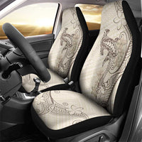 Beige Hawaii Car Seat Cover Hammerhead Shark Tattoo Curve Polynesian - Polynesian Pride