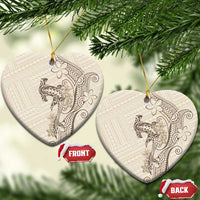 Beige Hawaii Ceramic Ornament Hammerhead Shark Tattoo Curve Polynesian - Polynesian Pride