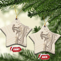 Beige Hawaii Ceramic Ornament Hammerhead Shark Tattoo Curve Polynesian - Polynesian Pride