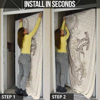Beige Hawaii Door Cover Hammerhead Shark Tattoo Curve Polynesian LT14 - Polynesian Pride