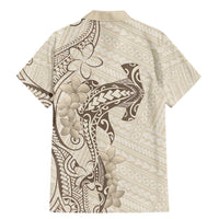 Beige Hawaii Family Matching Mermaid Dress and Hawaiian Shirt Hammerhead Shark Tattoo Curve Polynesian - Polynesian Pride