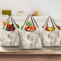 Beige Hawaii Grocery Bag Hammerhead Shark Tattoo Curve Polynesian LT14 3-pack One Size Beige - Polynesian Pride
