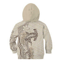 Beige Hawaii Kid Hoodie Hammerhead Shark Tattoo Curve Polynesian LT14 - Polynesian Pride