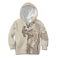 Beige Hawaii Kid Hoodie Hammerhead Shark Tattoo Curve Polynesian LT14 Zip Hoodie Beige - Polynesian Pride