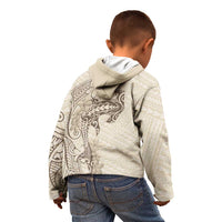 Beige Hawaii Kid Hoodie Hammerhead Shark Tattoo Curve Polynesian LT14 - Polynesian Pride