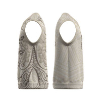 Beige Hawaii Christmas Knitted V-Neck Vest Hammerhead Shark Tattoo Curve Polynesian LT14 - Polynesian Pride