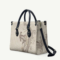 Beige Hawaii Leather Bag Hammerhead Shark Tattoo Curve Polynesian - Polynesian Pride