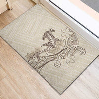 Beige Hawaii Rubber Doormat Hammerhead Shark Tattoo Curve Polynesian LT14 - Polynesian Pride