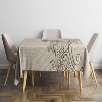 Beige Hawaii Tablecloth Hammerhead Shark Tattoo Curve Polynesian LT14 - Polynesian Pride