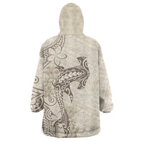 Beige Hawaii Wearable Blanket Hoodie Hammerhead Shark Tattoo Curve Polynesian LT14 - Polynesian Pride