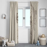 Beige Hawaii Window Curtain Hammerhead Shark Tattoo Curve Polynesian - Polynesian Pride