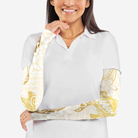 Gold and White Hawaii Arm Sleeves Hammerhead Shark Tattoo Curve Polynesian - Polynesian Pride