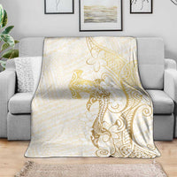 Gold and White Hawaii Blanket Hammerhead Shark Tattoo Curve Polynesian - Polynesian Pride