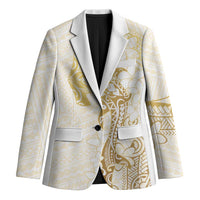 Gold and White Hawaii Blazer Hammerhead Shark Tattoo Curve Polynesian - Polynesian Pride