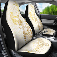 Gold and White Hawaii Car Seat Cover Hammerhead Shark Tattoo Curve Polynesian - Polynesian Pride