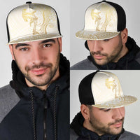 Gold and White Hawaii Mesh Trucker Cap Hammerhead Shark Tattoo Curve Polynesian - Polynesian Pride