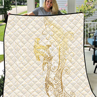 Gold and White Hawaii Quilt Hammerhead Shark Tattoo Curve Polynesian - Polynesian Pride
