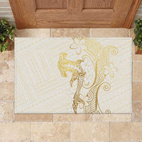 Gold and White Hawaii Rubber Doormat Hammerhead Shark Tattoo Curve Polynesian LT14 White - Polynesian Pride