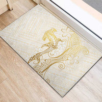 Gold and White Hawaii Rubber Doormat Hammerhead Shark Tattoo Curve Polynesian LT14 - Polynesian Pride