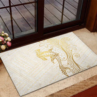 Gold and White Hawaii Rubber Doormat Hammerhead Shark Tattoo Curve Polynesian LT14 - Polynesian Pride