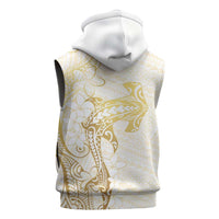 Gold and White Hawaii Sleeveless Zip Hoodie Hammerhead Shark Tattoo Curve Polynesian LT14 - Polynesian Pride