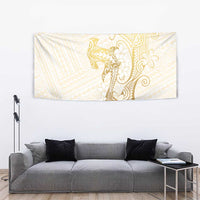 Gold and White Hawaii Tapestry Hammerhead Shark Tattoo Curve Polynesian - Polynesian Pride