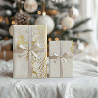 Gold and White Hawaii Wrapping Paper Hammerhead Shark Tattoo Curve Polynesian LT14 - Polynesian Pride