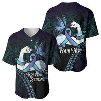 Personalised Polynesia Suicide Prevention Month Baseball Jersey Brave Strong Butterfly Teal Purple Ribbon LT14 - Polynesian Pride