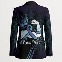 Personalised Polynesia Suicide Prevention Month Blazer Brave Strong Butterfly Teal Purple Ribbon LT14 - Polynesian Pride