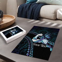 Personalised Polynesia Suicide Prevention Month Puzzle Brave Strong Butterfly Teal Purple Ribbon LT14 - Polynesian Pride