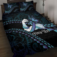 Personalised Polynesia Suicide Prevention Month Quilt Bed Set Brave Strong Butterfly Teal Purple Ribbon LT14 Purple - Polynesian Pride