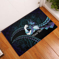 Personalised Polynesia Suicide Prevention Month Rubber Doormat Brave Strong Butterfly Teal Purple Ribbon LT14 - Polynesian Pride