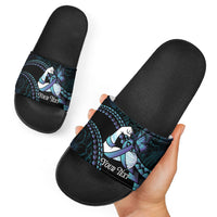 Personalised Polynesia Suicide Prevention Month Slide Sandals Brave Strong Butterfly Teal Purple Ribbon LT14 - Polynesian Pride