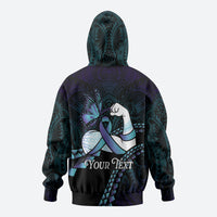 Personalised Polynesia Suicide Prevention Month Zip Hoodie Brave Strong Butterfly Teal Purple Ribbon LT14 - Polynesian Pride