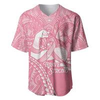 Personalised Polynesia Breast Cancer Awareness Baseball Jersey Brave Strong Butterfly Pink Ribbon LT14 Pink - Polynesian Pride
