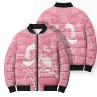 Personalised Polynesia Breast Cancer Awareness Bomber Puffer Jacket Brave Strong Butterfly Pink Ribbon LT14 - Polynesian Pride