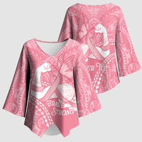 Personalised Polynesia Breast Cancer Awareness Kimono Sleeve Blouse Brave Strong Butterfly Pink Ribbon LT14 - Polynesian Pride