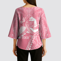 Personalised Polynesia Breast Cancer Awareness Kimono Sleeve Blouse Brave Strong Butterfly Pink Ribbon LT14 - Polynesian Pride