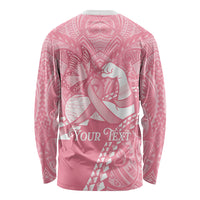 Personalised Polynesia Breast Cancer Awareness Long Sleeve Shirt Brave Strong Butterfly Pink Ribbon LT14 - Polynesian Pride