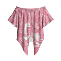 Personalised Polynesia Breast Cancer Awareness Off Shoulder Wrap Waist Top Brave Strong Butterfly Pink Ribbon LT14 - Polynesian Pride