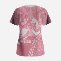 Personalised Polynesia Breast Cancer Awareness Scrub Top Brave Strong Butterfly Pink Ribbon LT14 - Polynesian Pride