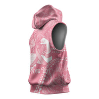 Personalised Polynesia Breast Cancer Awareness Sleeveless Hoodie Brave Strong Butterfly Pink Ribbon LT14 - Polynesian Pride