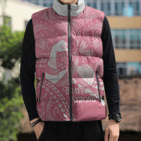 Personalised Polynesia Breast Cancer Awareness Sleeveless Puffer Jacket Brave Strong Butterfly Pink Ribbon LT14 - Polynesian Pride