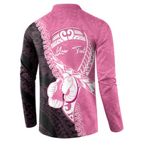 Personalised Polynesia Breast Cancer Awareness Button Sweatshirt Fight With Hope Pink Ribbon Boxing Gloves LT14 - Polynesian Pride