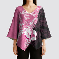 Personalised Polynesia Breast Cancer Awareness Kimono Sleeve Blouse Fight With Hope Pink Ribbon Boxing Gloves LT14 - Polynesian Pride