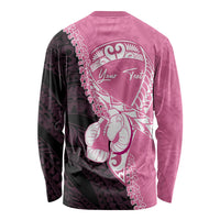Personalised Polynesia Breast Cancer Awareness Long Sleeve Shirt Fight With Hope Pink Ribbon Boxing Gloves LT14 - Polynesian Pride