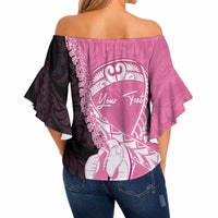 Personalised Polynesia Breast Cancer Awareness Off Shoulder Wrap Waist Top Fight With Hope Pink Ribbon Boxing Gloves LT14 - Polynesian Pride